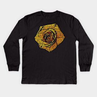 Yellow Rose Texas Symbols Word Cloud Kids Long Sleeve T-Shirt